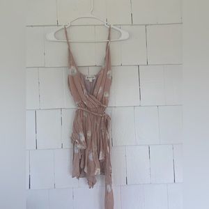 Pink floral romper with tie on waist